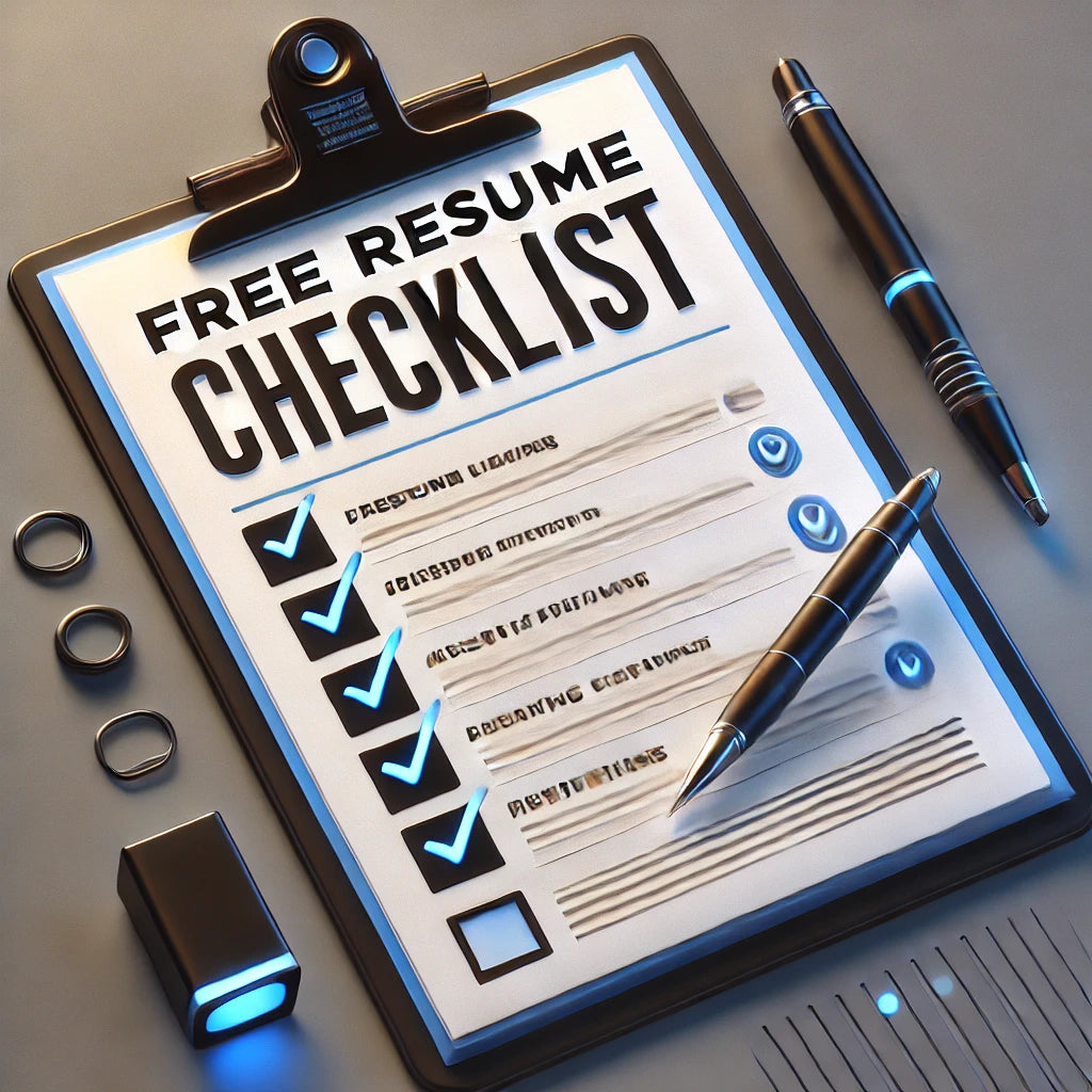 Professional Free Resume Checklist with clipboard and checkmark.